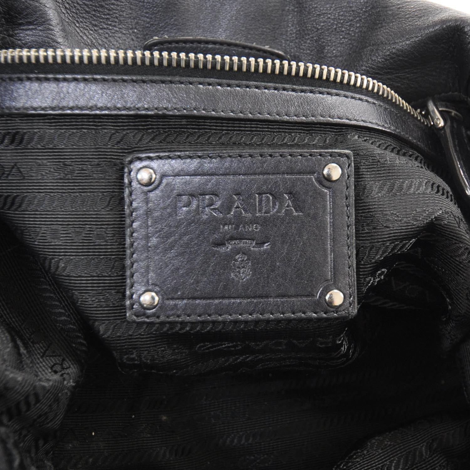 Prada Leather Easy Foldover Pushlock Satchel Black 7 of 10