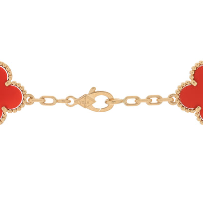 Van Cleef & Arpels 18K Yellow Gold Carnelian 10 Motifs Vintage Alhambra Necklace 3 of 4