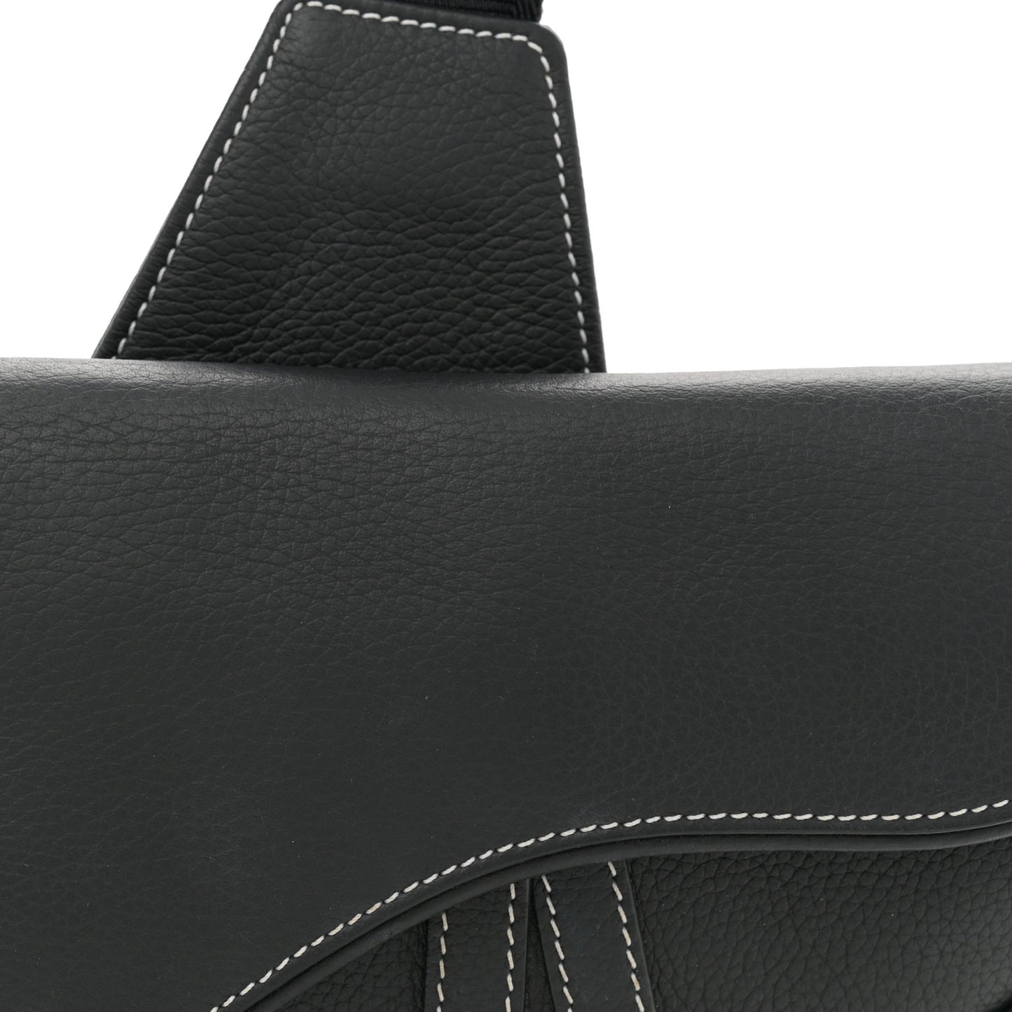 Grained Calfskin Mens Mini Saddle Bag Black