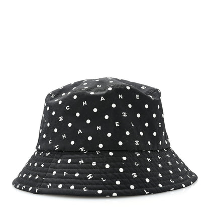 Chanel Cotton CC Polka Dot Bucket Hat L Black 5 of 9