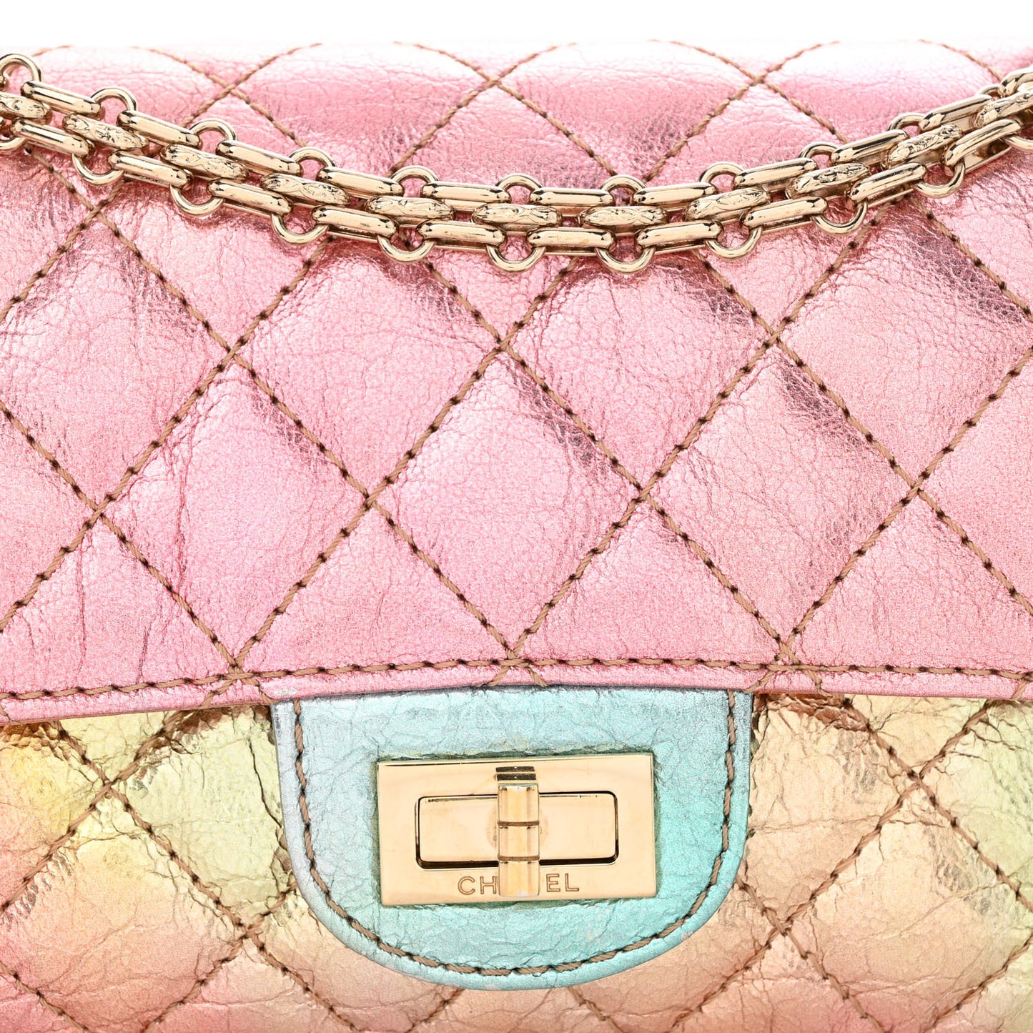 Metallic Goatskin Quilted Mini 2.55 Reissue Flap Multicolor