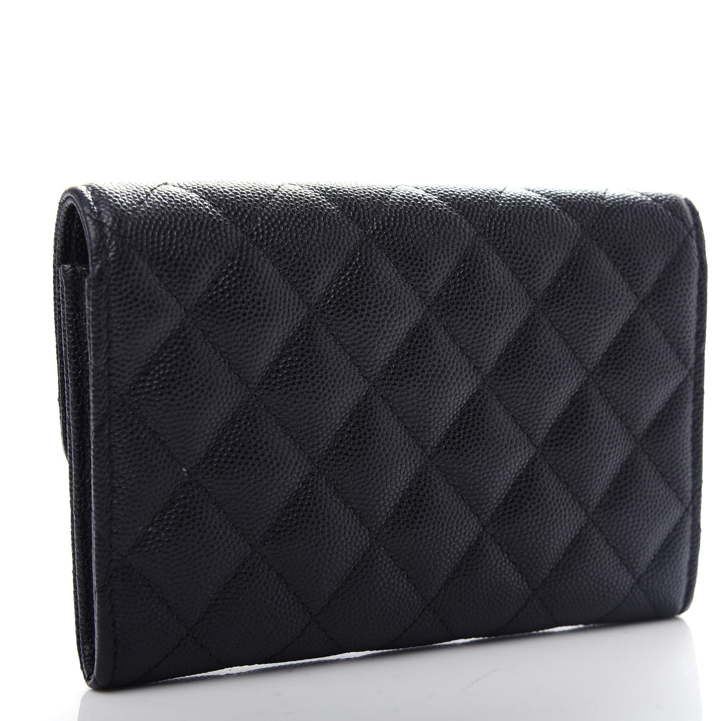 Caviar Quilted Medium Flap Wallet Black