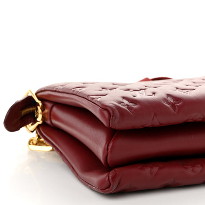 Louis Vuitton Lambskin Embossed Monogram Coussin PM Wine 8 of 9