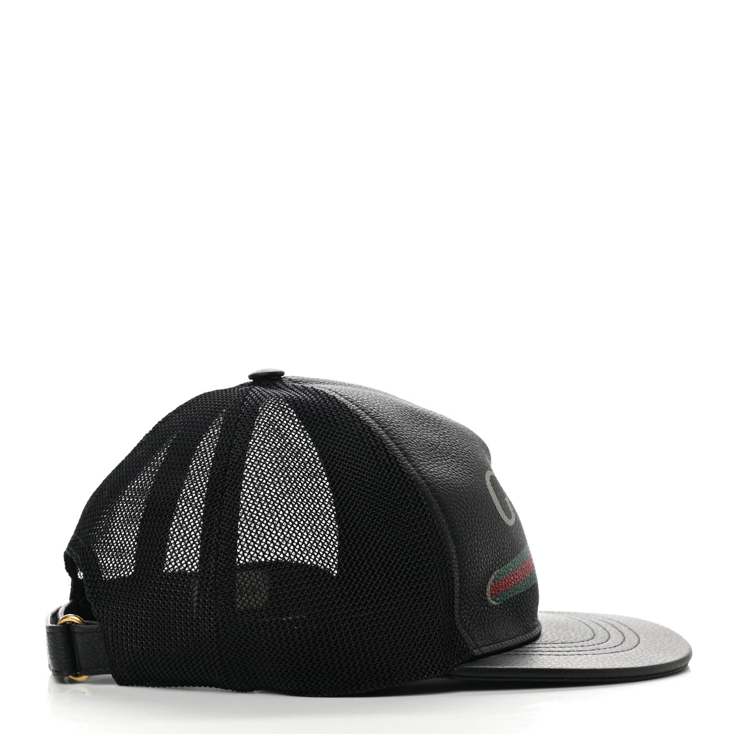 Grained Calfskin Logo Baseball Hat L Black