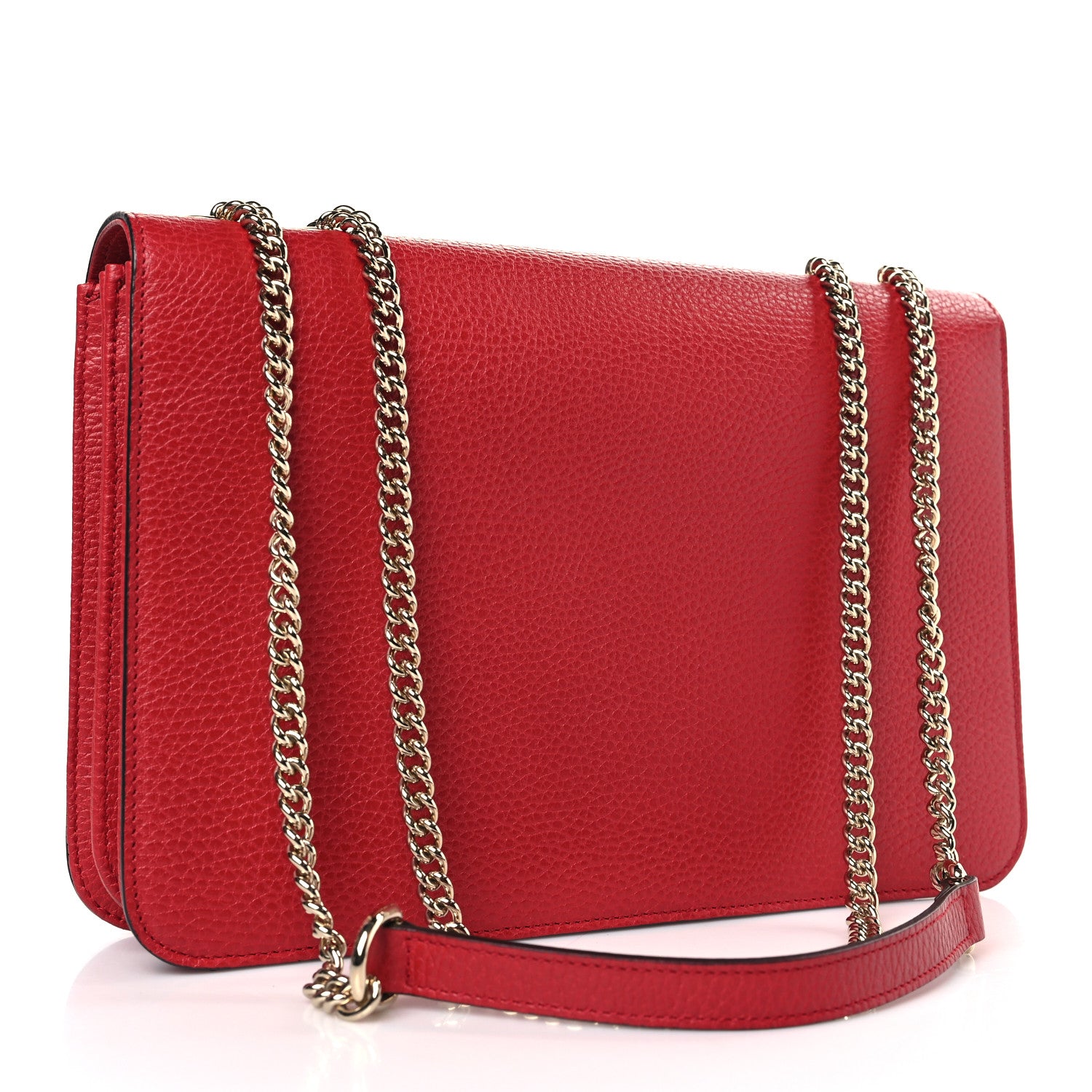 Gucci Dollar Calfskin Interlocking G Shoulder Bag Red 3 of 9