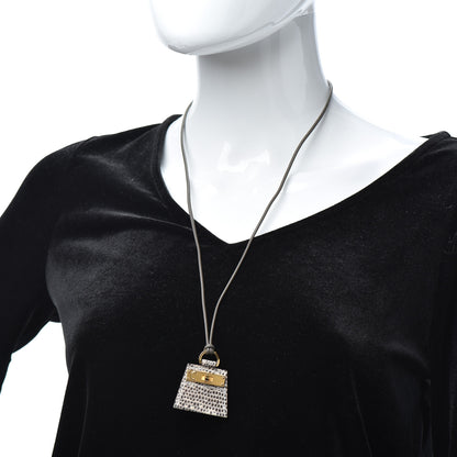 Hermes Lizard Small Monpetitkelly Pendant Necklace Ombre 2 of 4