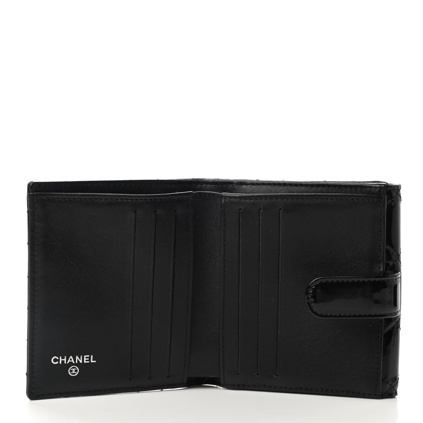 Patent Quilted Compact French Flap Wallet So Black