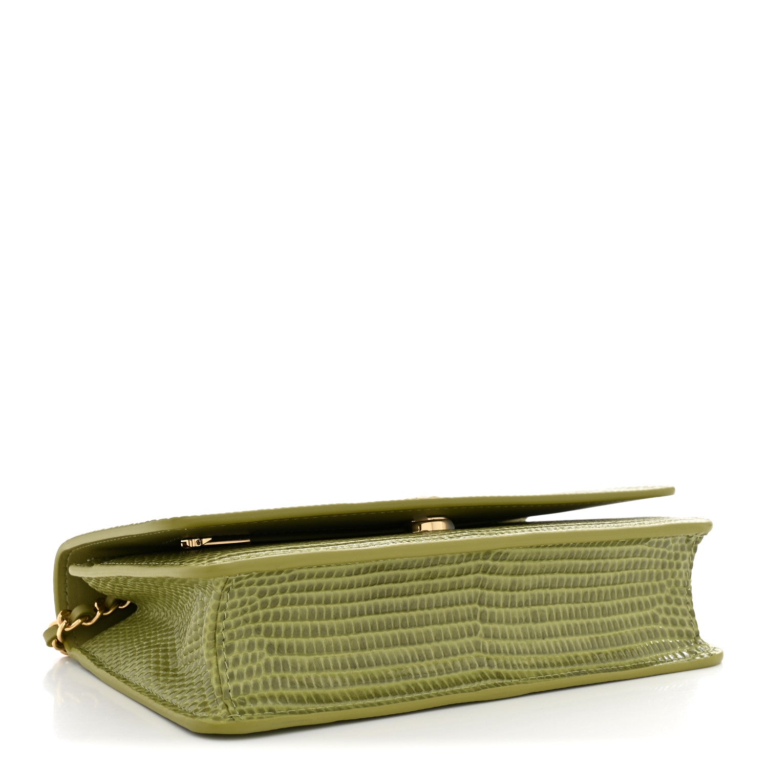 Chanel Lizard Embossed Wallet on Chain WOC Light Green 3 of 10