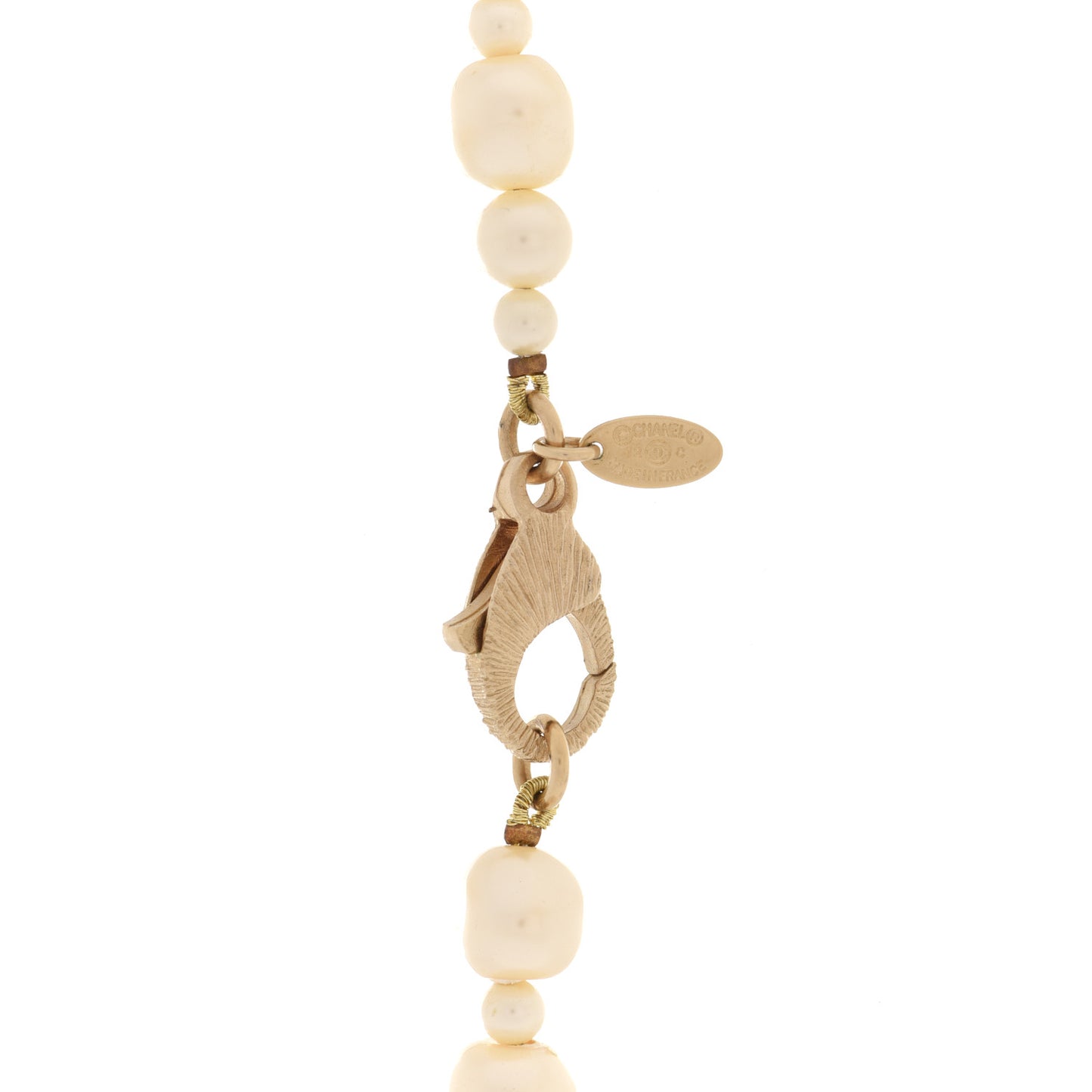 Pearl CC Long Necklace Light Gold