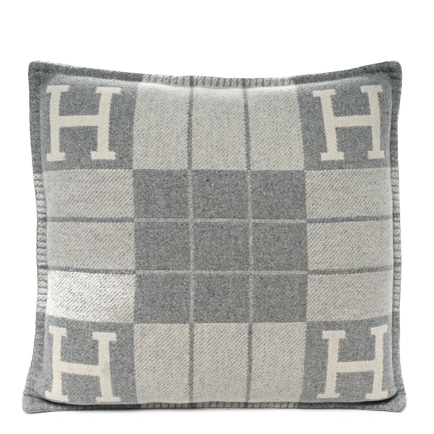 Hermes Wool Cashmere Avalon III Pillow PM Ecru Gris Clair 1 of 3