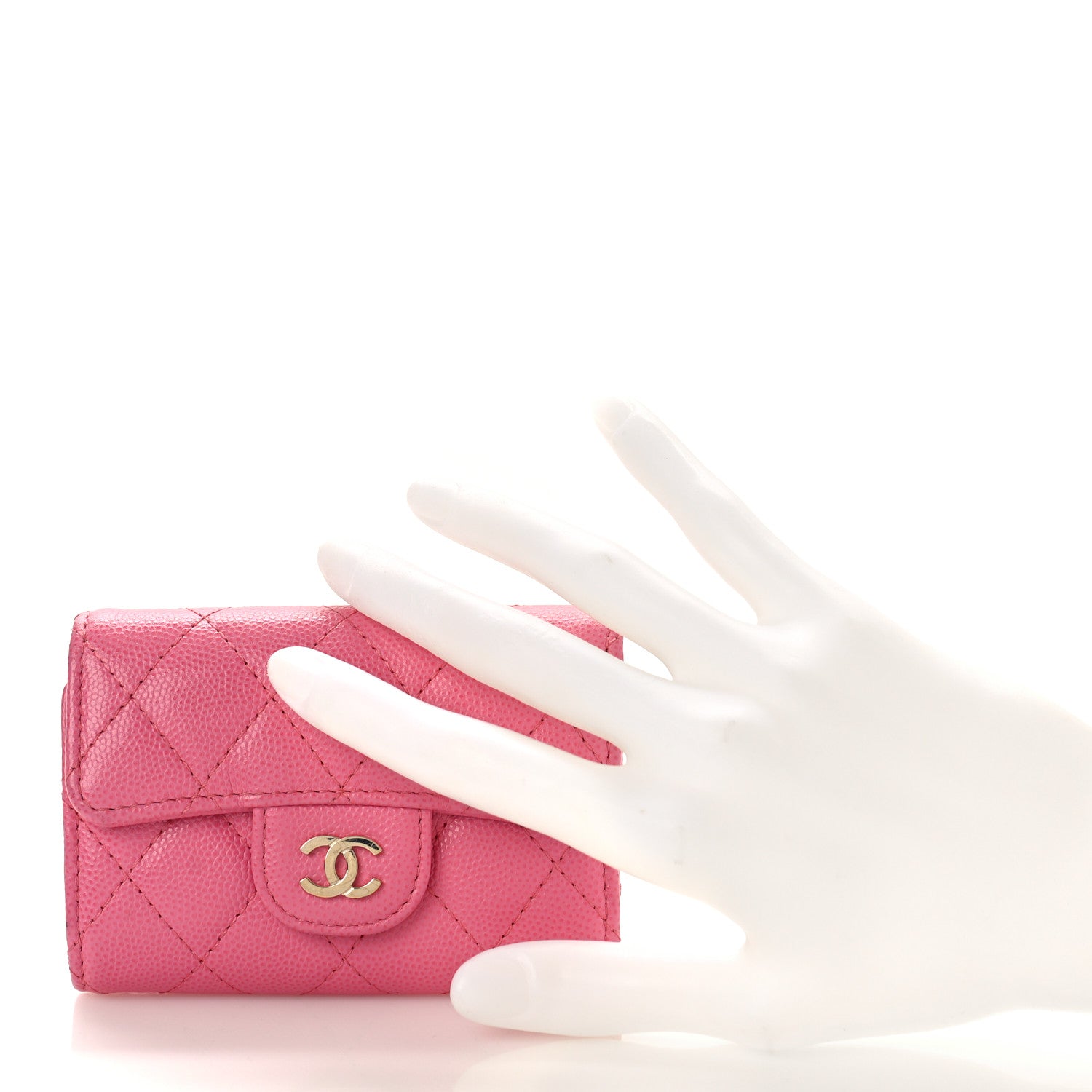 Chanel Caviar Quilted Classic 4 Key Holder Wallet Pink 2 of 10