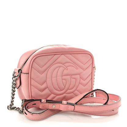 Gucci Calfskin Matelasse Mini GG Marmont Chain Shoulder Bag Wild Rose 2 of 14