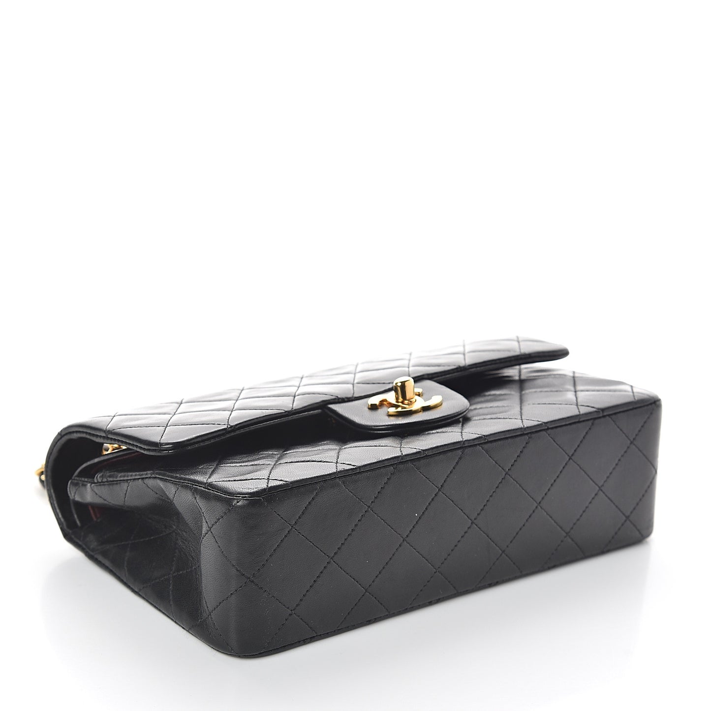 Lambskin Quilted Small Double Flap Black