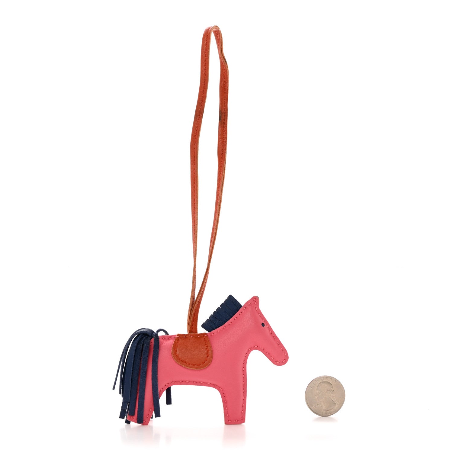 Hermes Milo Lambskin Grigri Rodeo Bag Charm PM Rose Azalee Cornaline Bleu De Malte 2 of 4