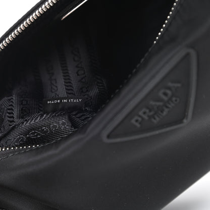 Prada Tessuto Nylon Saffiano Rubber Triangle Logo Pocket Zippered Shoulder Bag Black 7 of 11