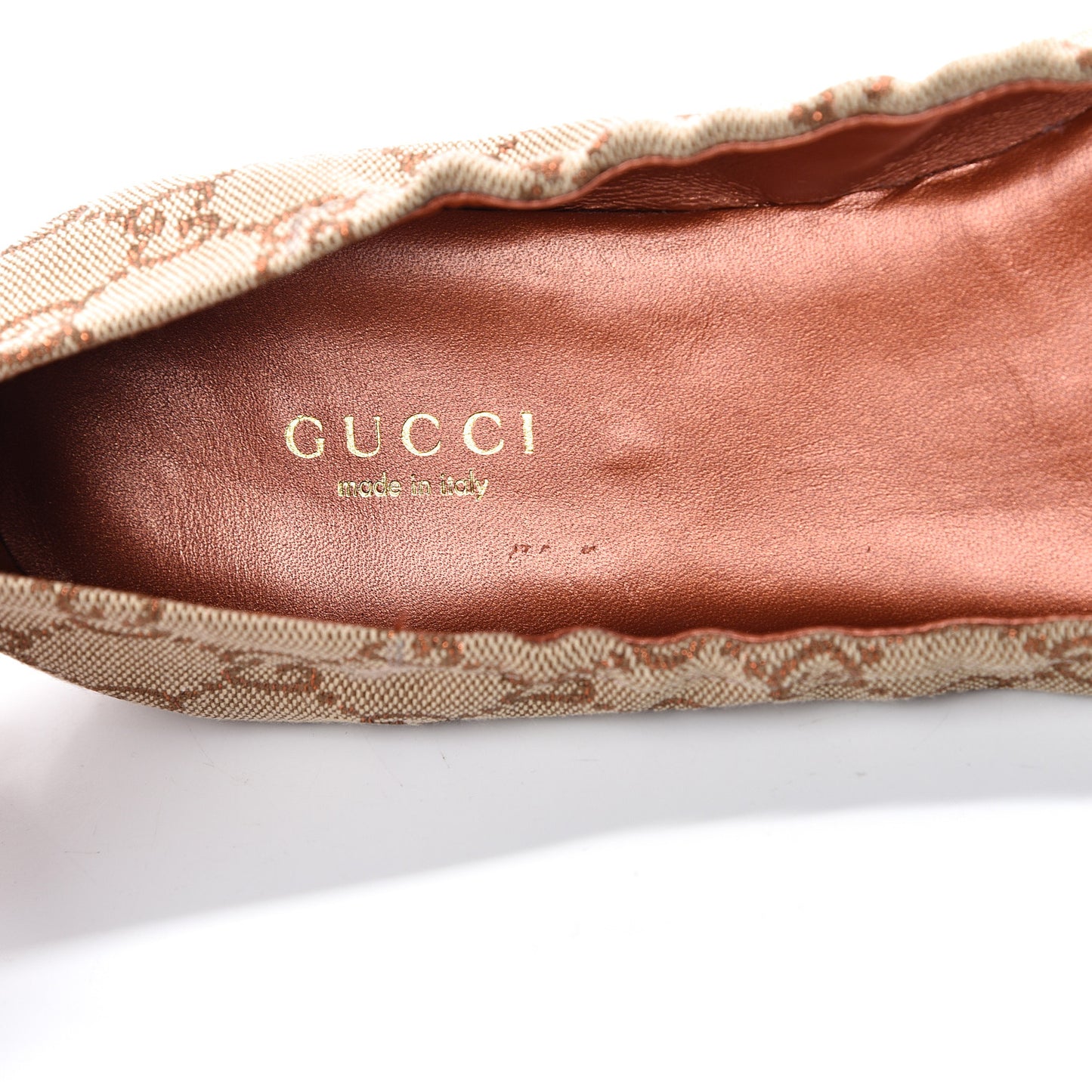 GG Monogram Miro Soft Calfskin Bamboo Ballet Flats 37 Beige Oxydus
