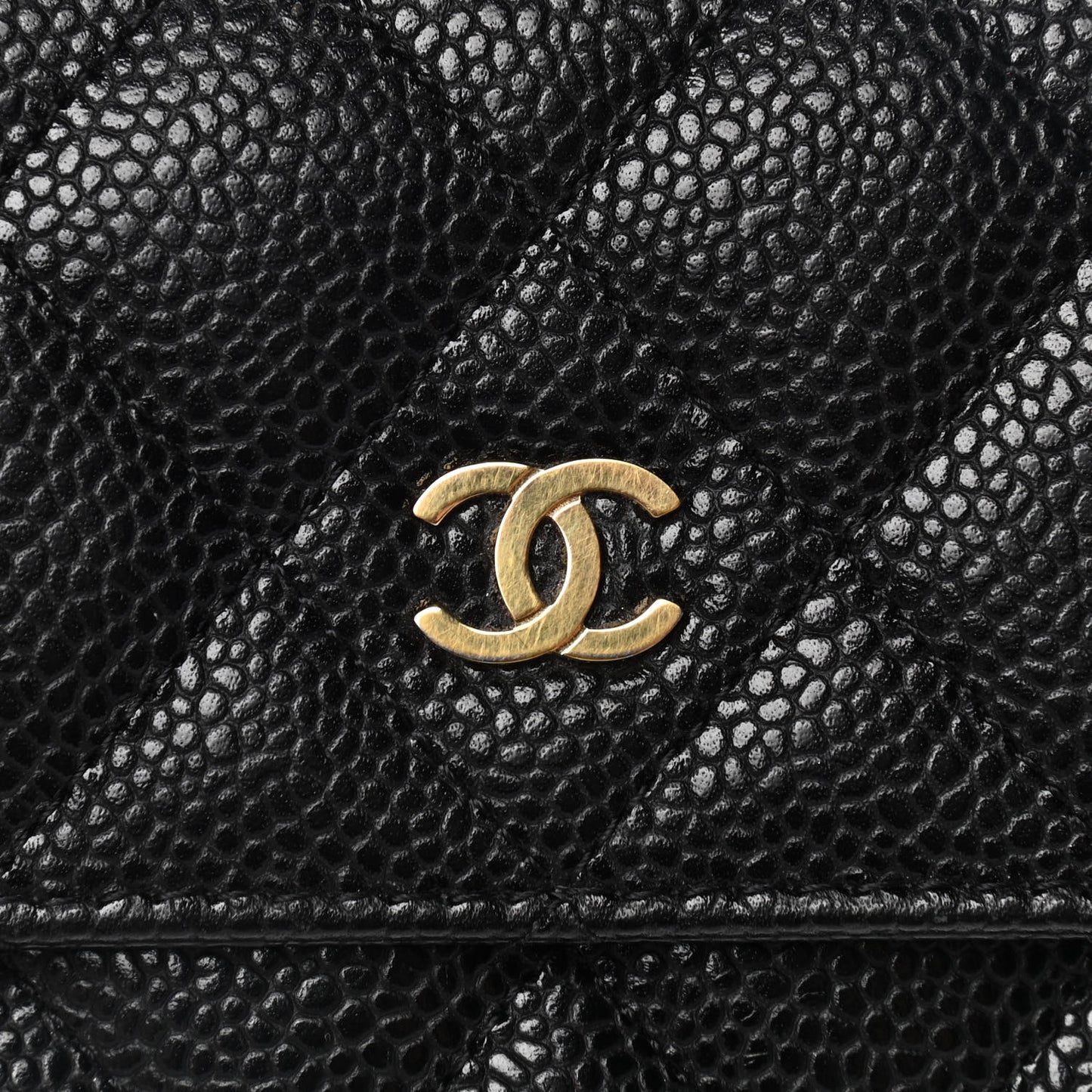 Caviar Quilted Large Gusset Flap Wallet Black