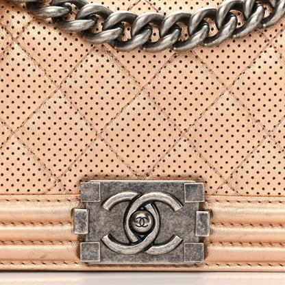Chanel Metallic Calfskin Perforated Small Boy Flap Gold 8 of 12