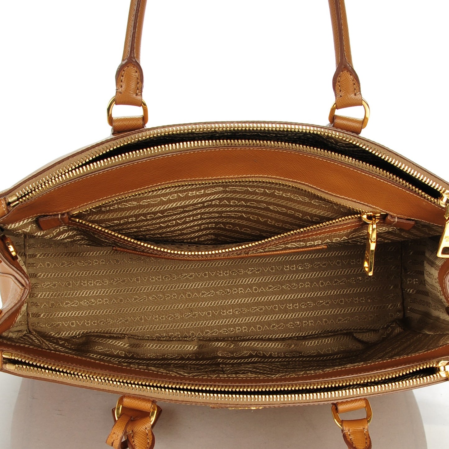 Saffiano Medium Galleria Double Zip Tote Caramel