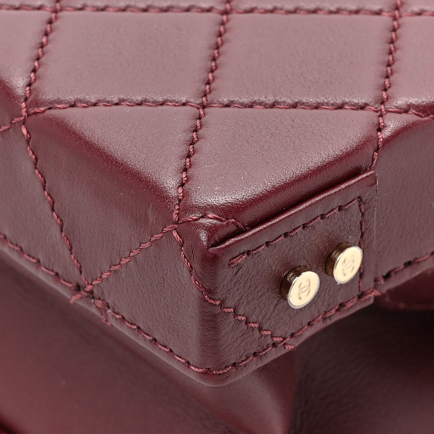 Chanel Calfskin Quilted Studded Square Vanity Case Burgundy 13 of 14
