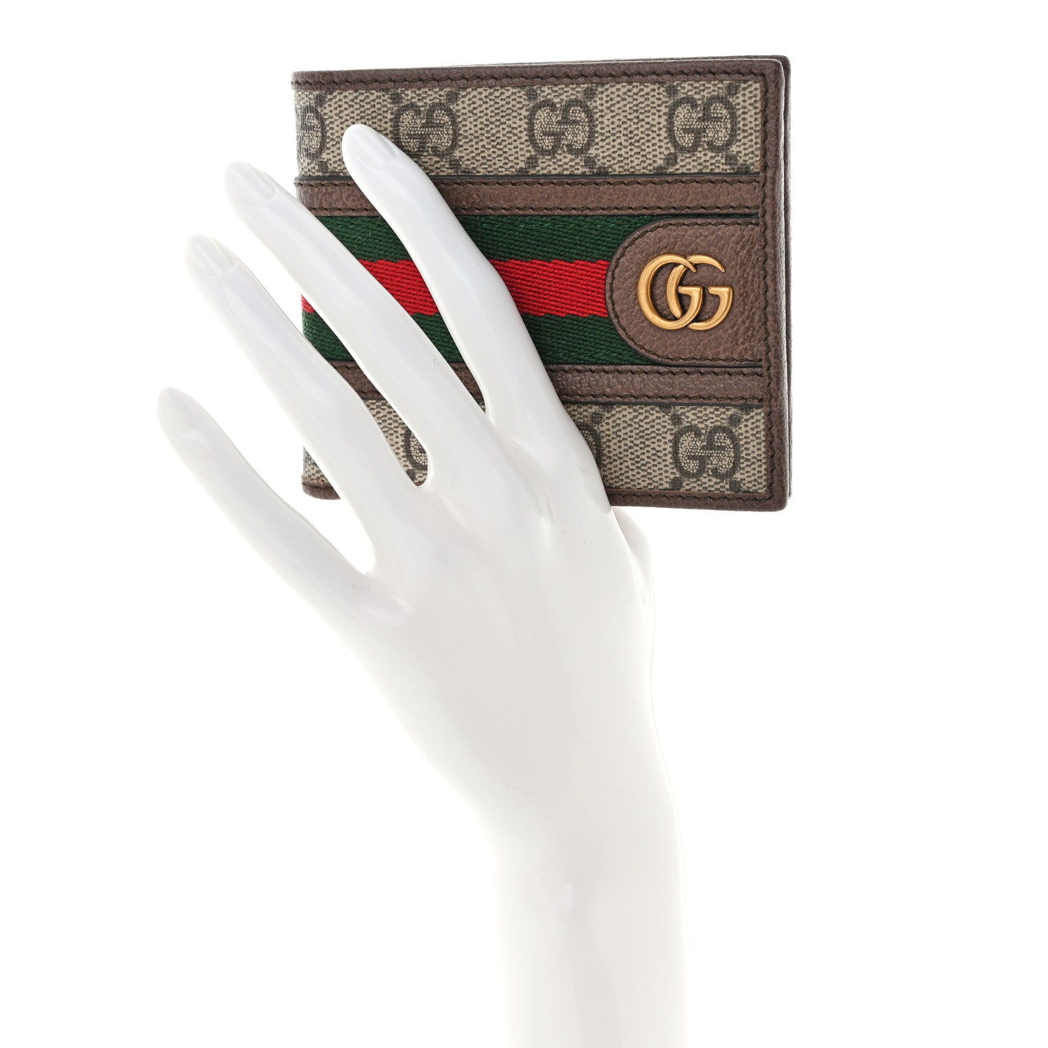 Gucci GG Supreme Monogram Web Mens Ophidia Bi-Fold Wallet Beige New Acero 2 of 8