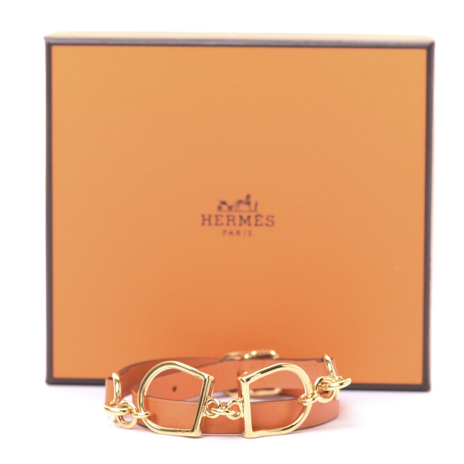 Hermes Swift Etrier Double Tour Bracelet T3 Orange 4 of 4