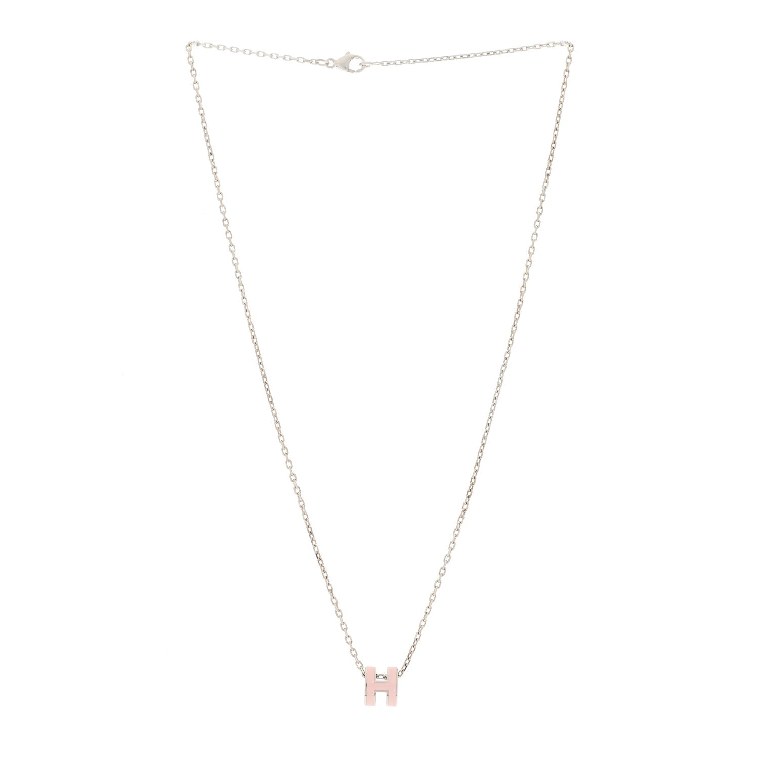 Hermes Palladium Mini Pop H Pendant Necklace Rose Dragee 3 of 6