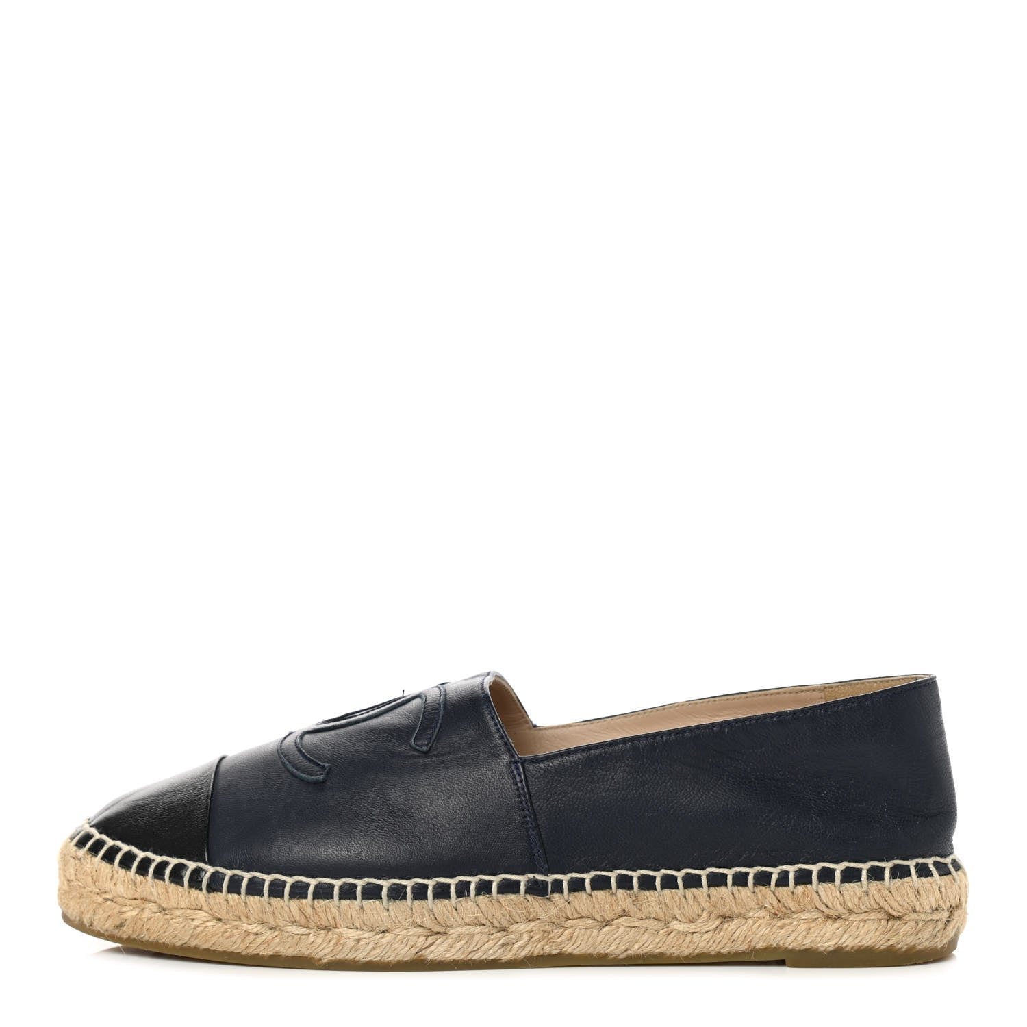 Chanel Lambskin CC Espadrilles 39 Navy Black 1 of 14