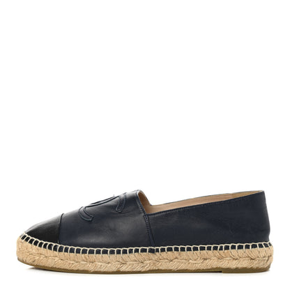 Chanel Lambskin CC Espadrilles 39 Navy Black 1 of 14