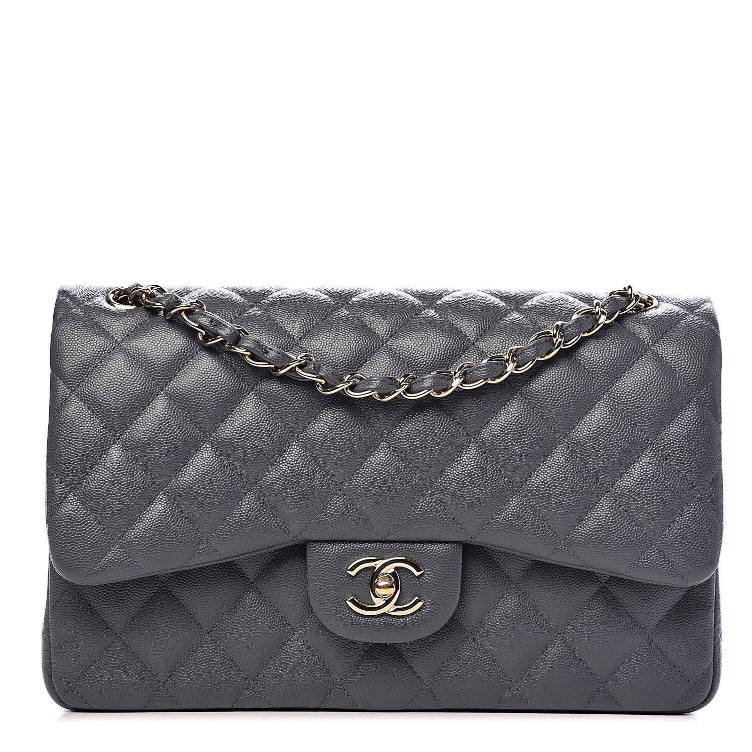 Chanel Caviar Quilted Jumbo Double Flap Grey 1 of 11