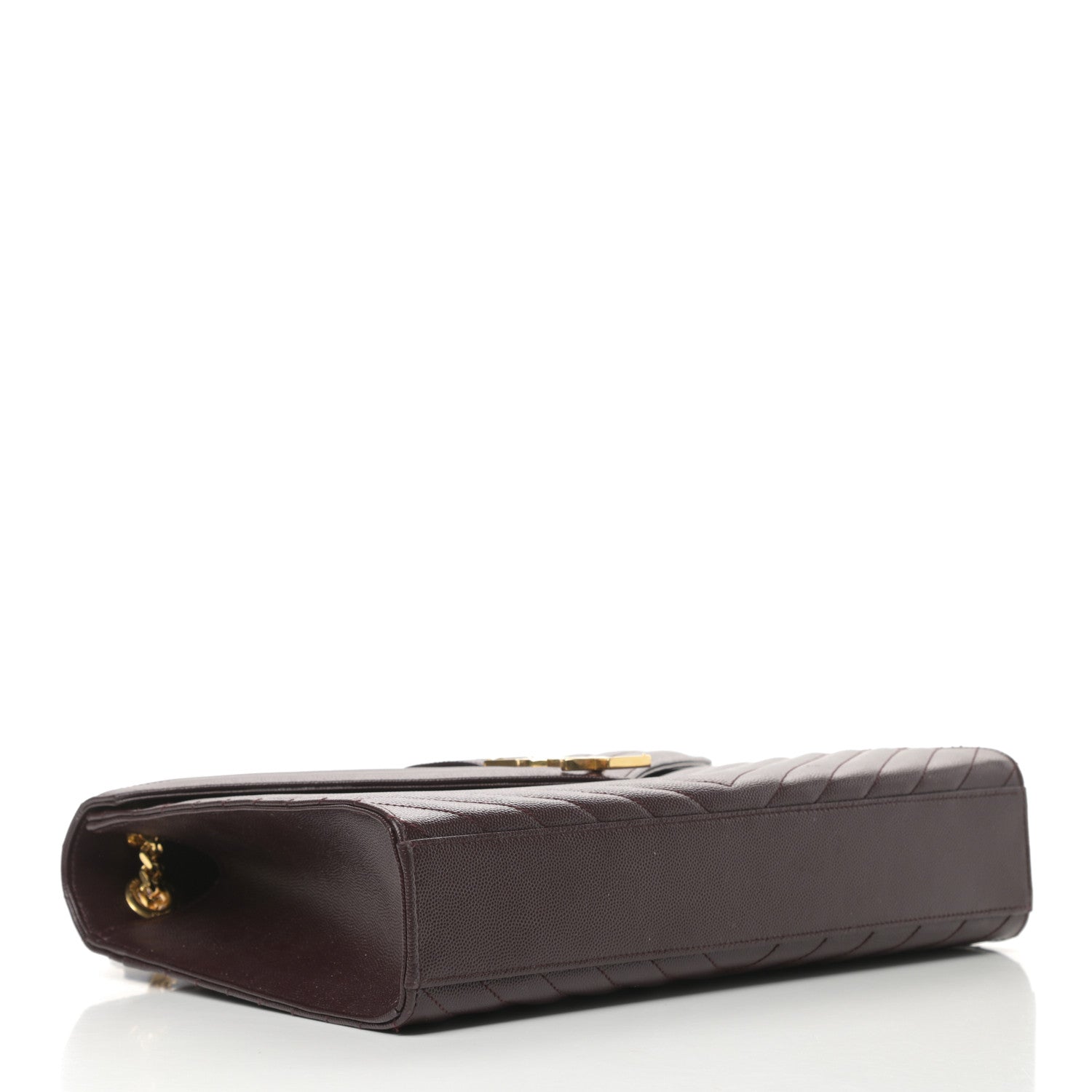 Saint Laurent Grain De Poudre Matelasse Chevron Large Monogram Satchel Rouge Legion 4 of 13