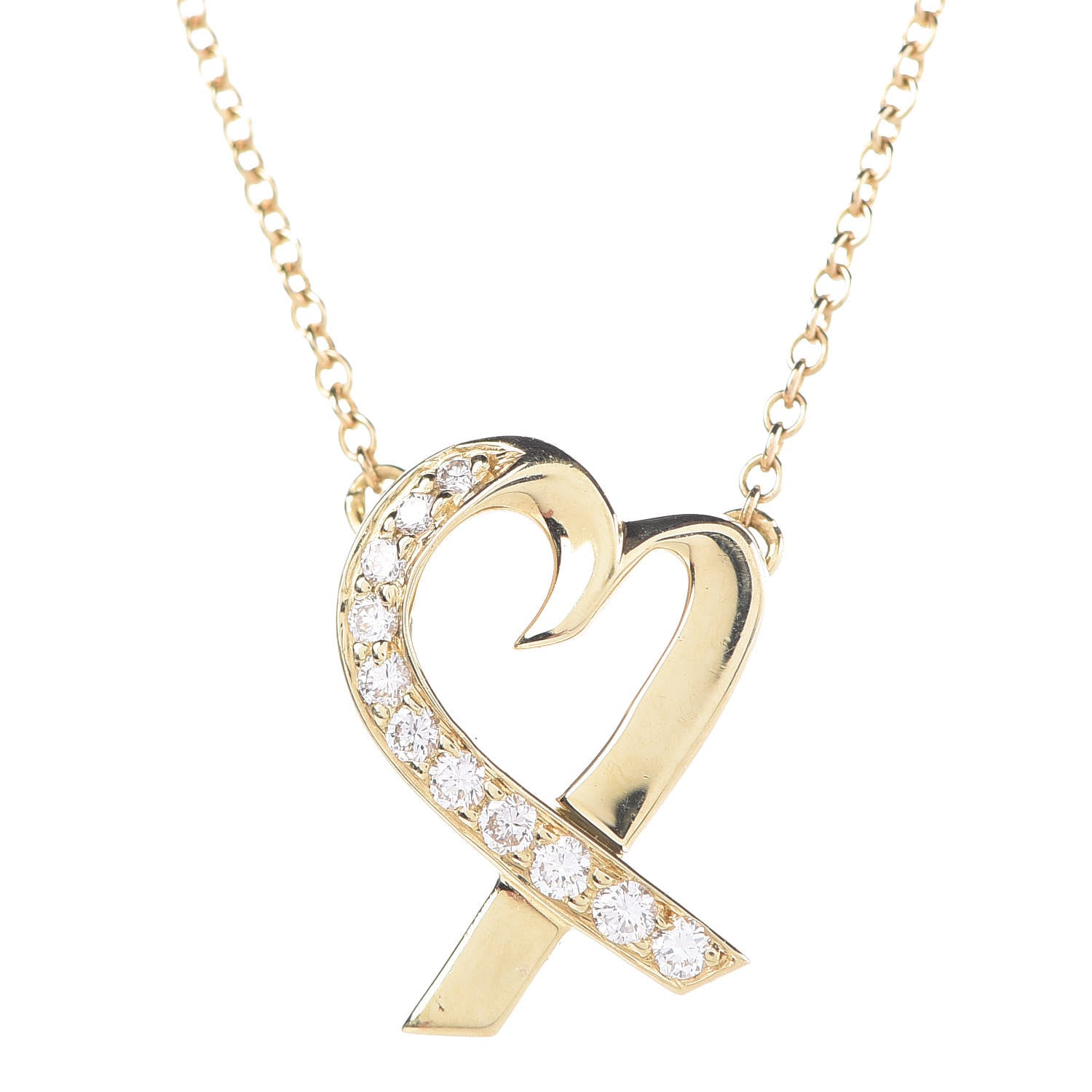 Tiffany 18K Yellow Gold Diamond Small Paloma Picasso Loving Heart Pendant Necklace 4 of 7