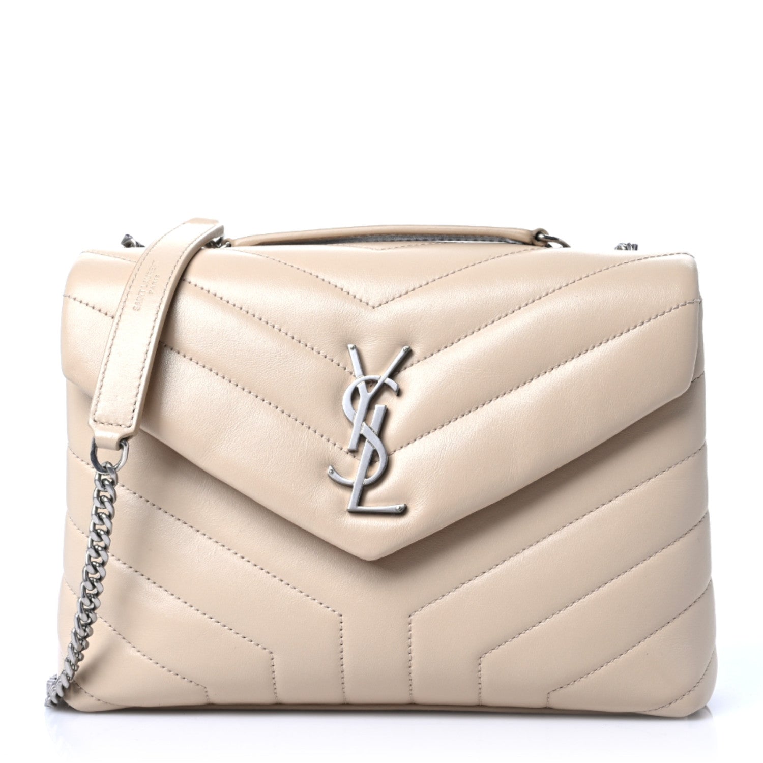 Saint Laurent Calfskin Y Quilted Monogram Small Loulou Chain Satchel Nude Powder 1 of 10