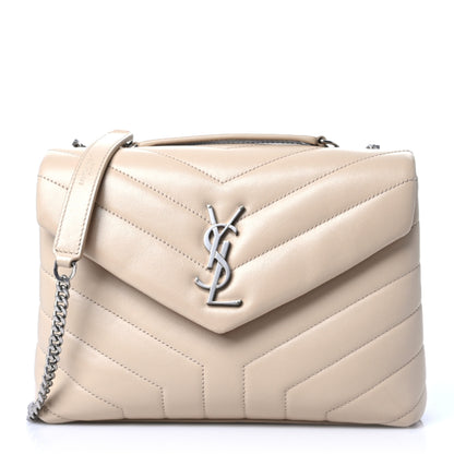 Saint Laurent Calfskin Y Quilted Monogram Small Loulou Chain Satchel Nude Powder 1 of 10