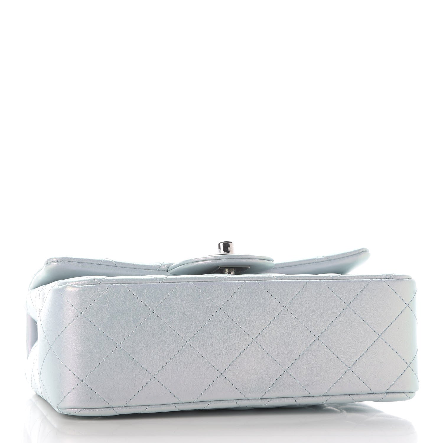Chanel Iridescent Calfskin Quilted Mini Rectangular Flap Light Blue 4 of 9