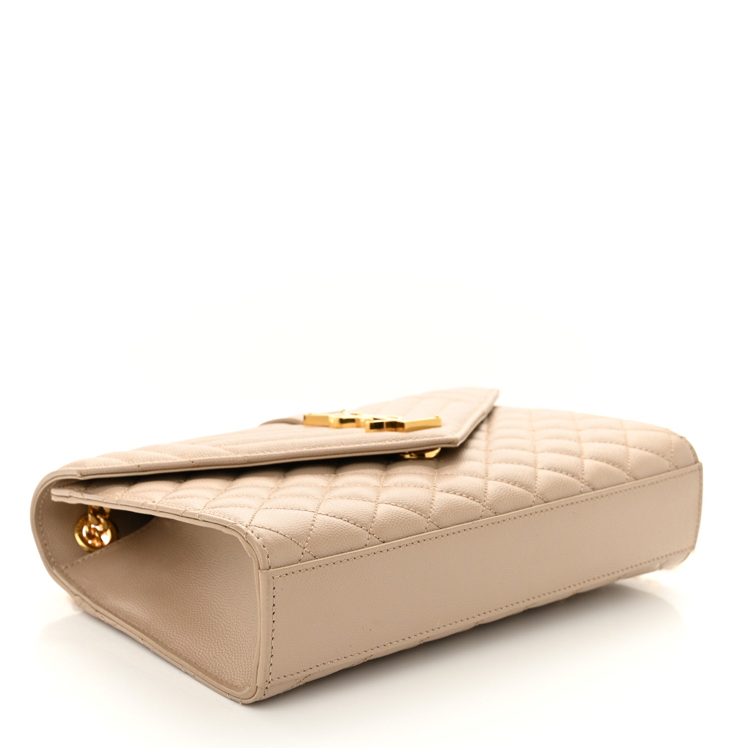 Saint Laurent Grain De Poudre Textured Mixed Matelasse Medium Triquilt Monogram Satchel Dark Beige 4 of 9