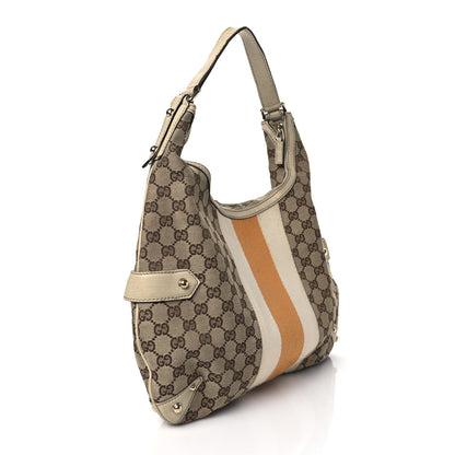 Gucci Monogram Large Horsebit Web Shoulder Bag White 3 of 13