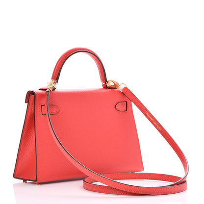 Hermes Epsom Mini Kelly Sellier 20 Rouge Tomate 3 of 29