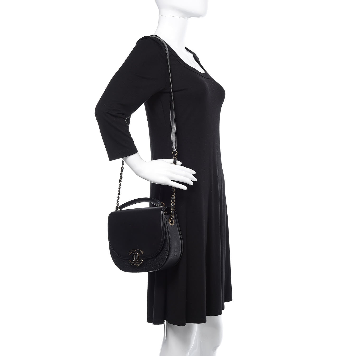 Chanel Shiny Calfskin Goatskin Quilted Medium Coco Curve Messenger Flap Black 2 of 13