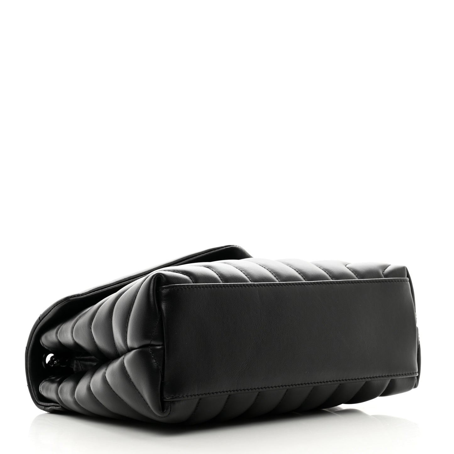 Calfskin Y Quilted Monogram Monochrome Small Loulou Chain Satchel Black