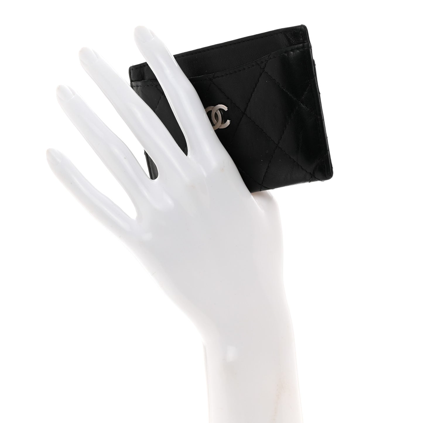 Lambskin Quilted Card Holder Black