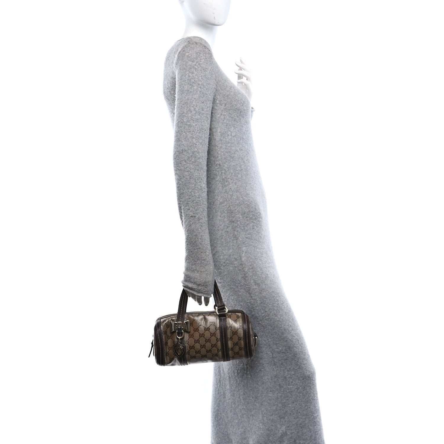 Gucci Crystal Monogram Duchessa Small Boston Bag Brown 2 of 10