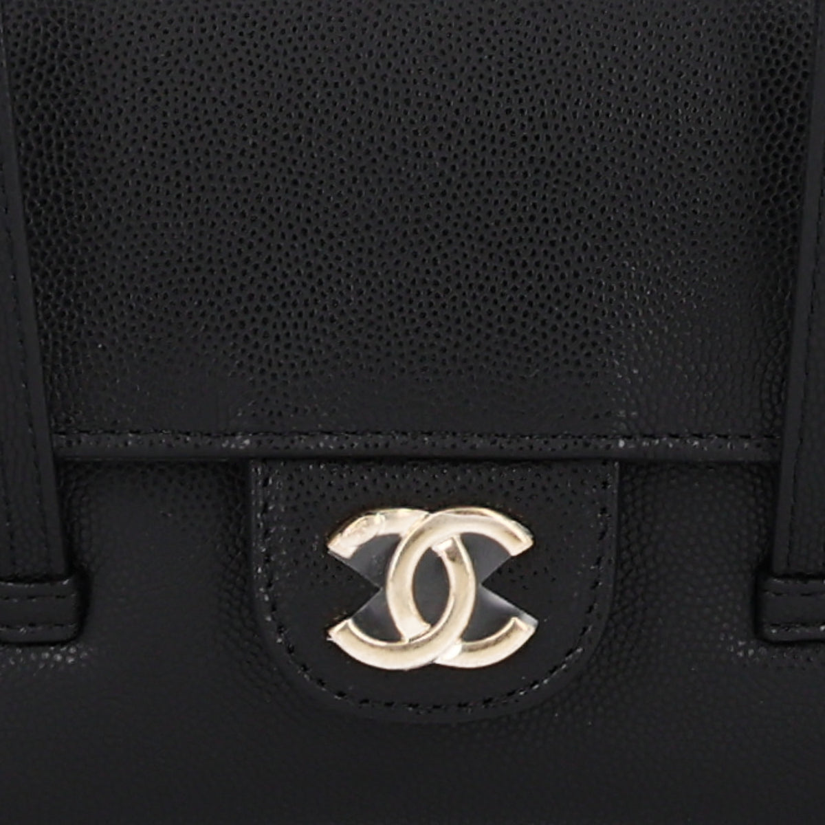 Shiny Caviar Mini Preppy Coco Shoulder Bag Black