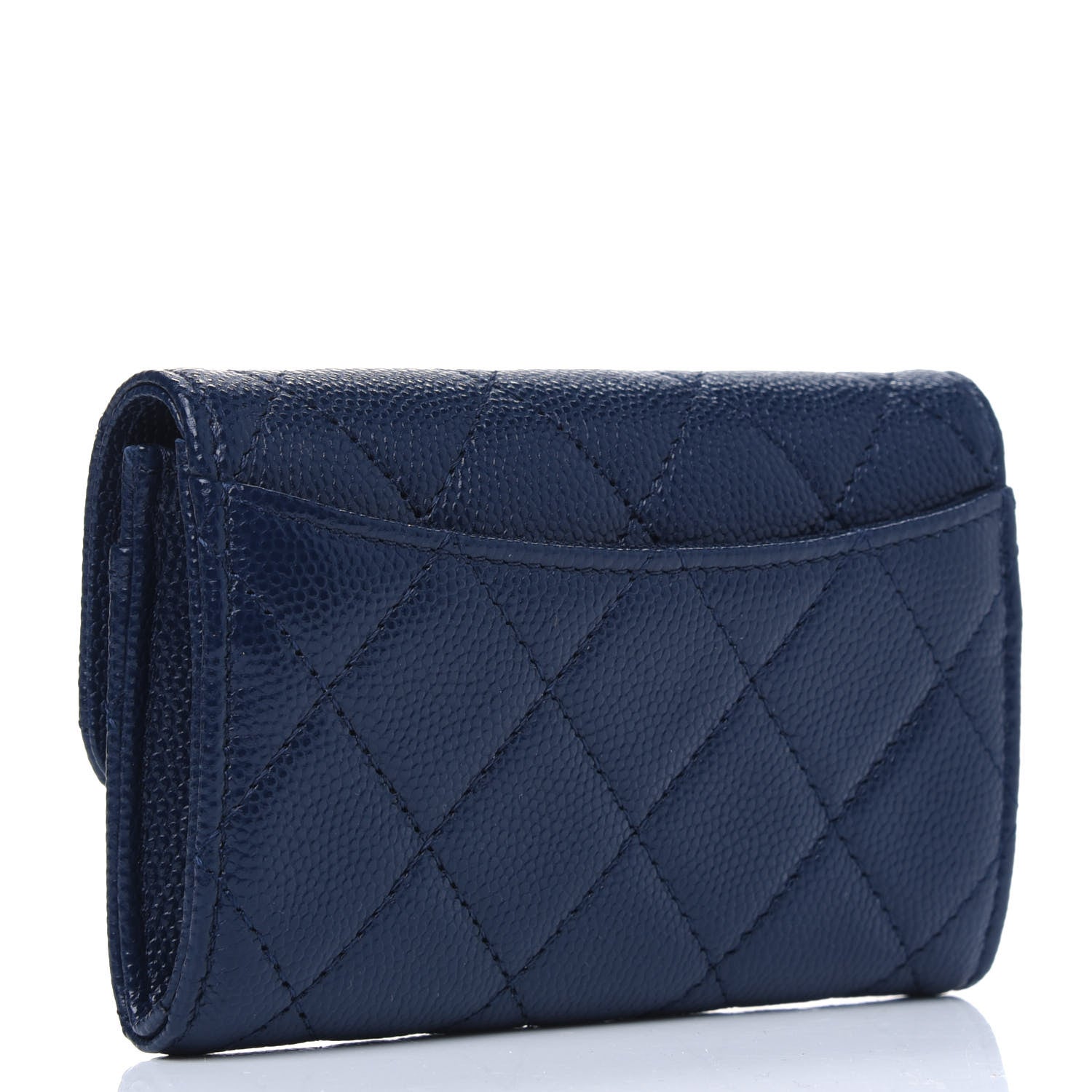 Chanel Caviar Quilted Flap Card Holder Wallet Navy Blue 3 of 6