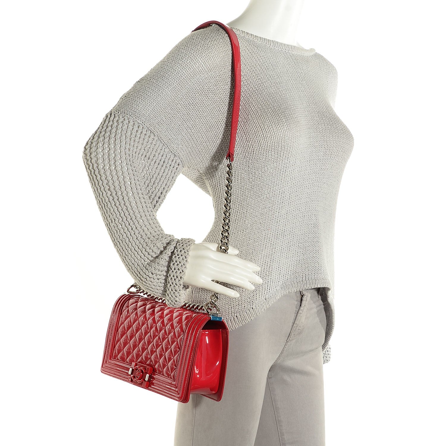Chanel Patent Quilted Medium Boy Flap Plexiglass Red 2 of 8