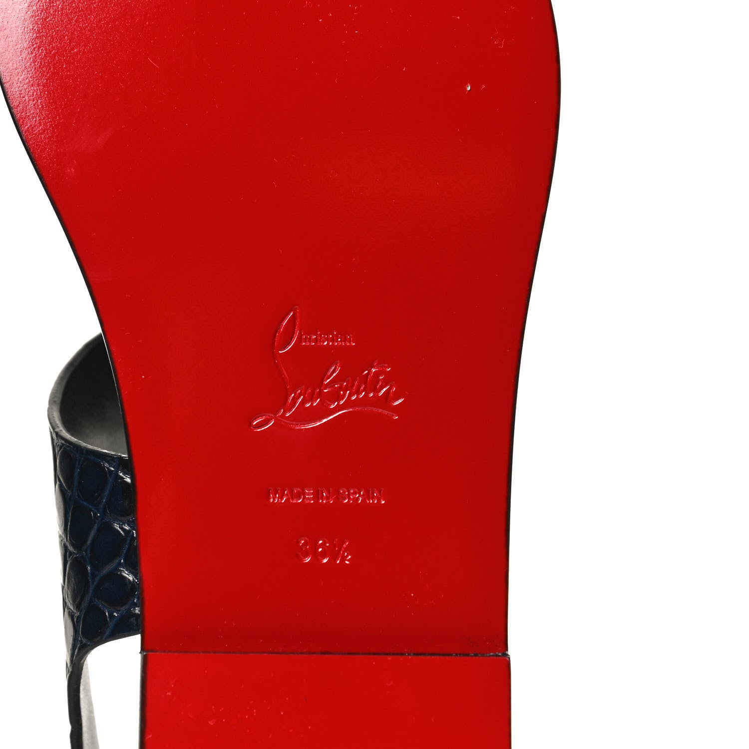 Christian Louboutin Calfskin Crocodile Embossed Cubongo Flat Sandals 36.5 Obscur 8 of 12