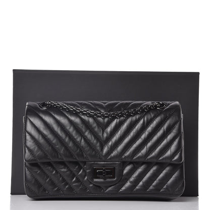 Chanel Aged Calfskin Chevron Quilted 2.55 Reissue 225 So Black 8 of 8