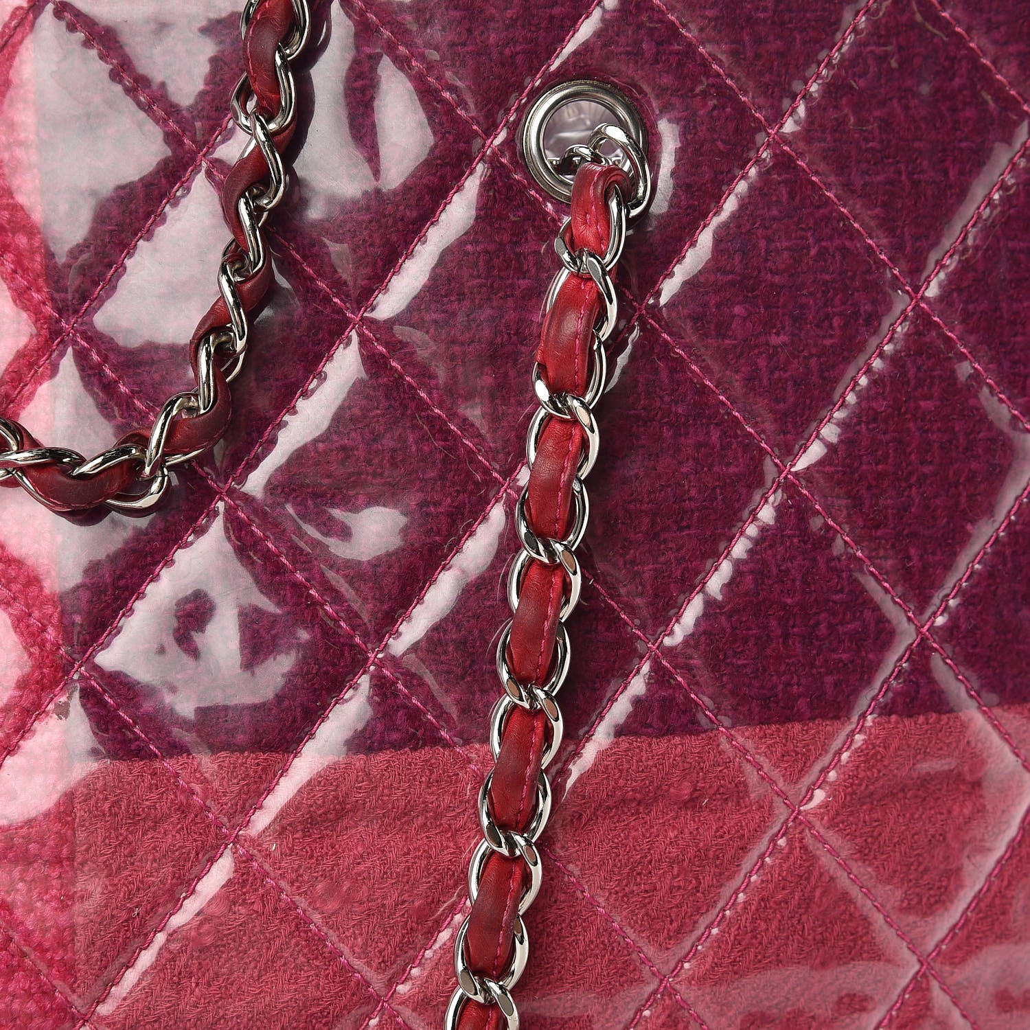 Chanel Vinyl Funny Tweed Patchwork Tote Fuchsia 17 of 20