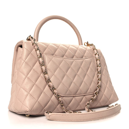 Chanel Caviar Quilted Small Coco Handle Flap Beige 3 of 10