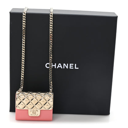 Chanel Metal Resin Lambskin Flap Bag Long Necklace Gold Red 6 of 6